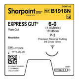 Surgical Specialties Plain Gut, Absorbable Suture with Needle, Sterile, Monofilament, Size 6-0, P-3 0.375 Circle Precision Reverse Cutting Needle - B1918N - LL Medico