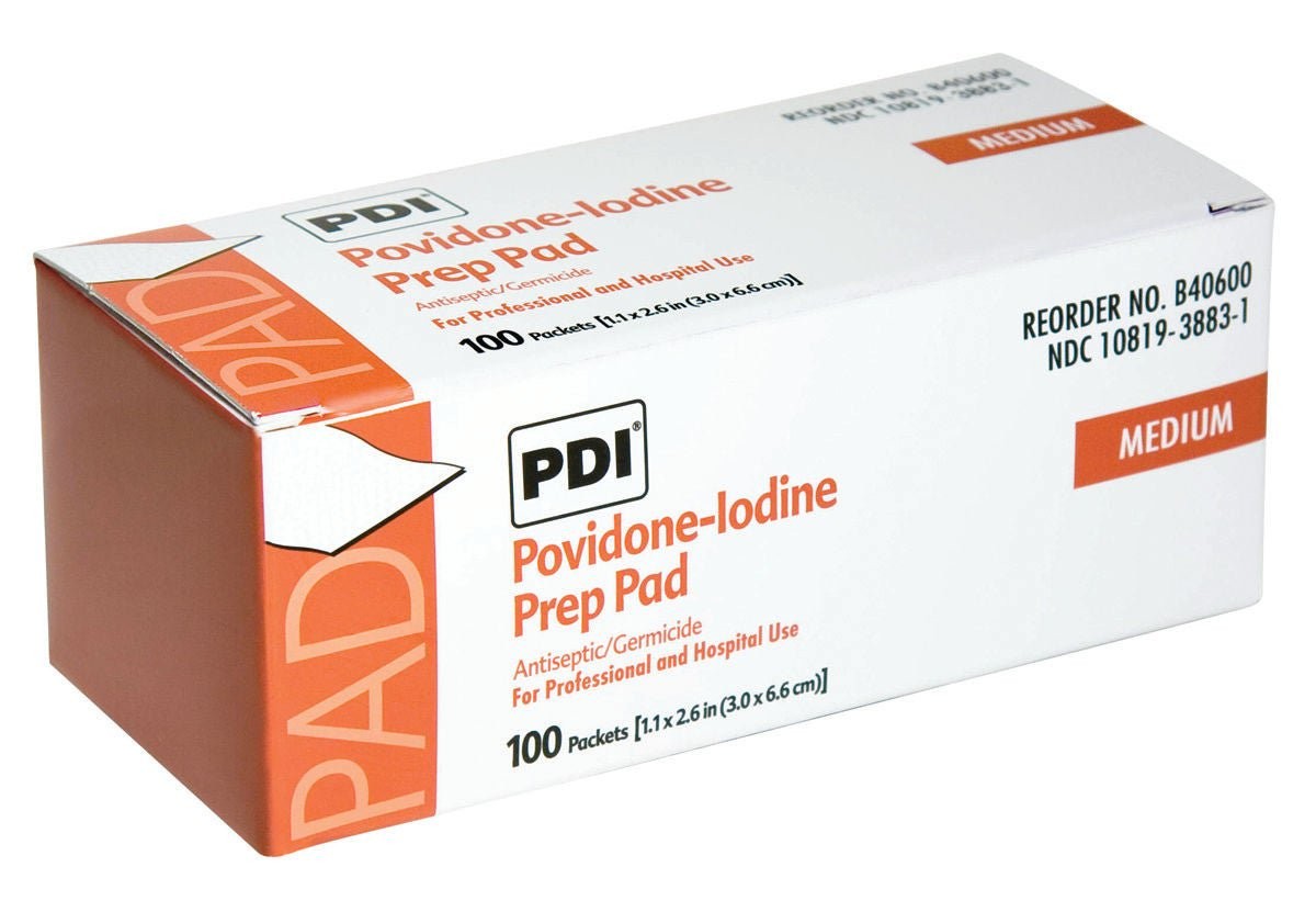 PDI Povidone-Iodine Prep Pad, 10% Strength, Non-Sterile, 1.1875" x 2.625" - B40600 - LL Medico