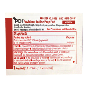 PDI Povidone-Iodine Prep Pad, Medium, 2" x 2.5"