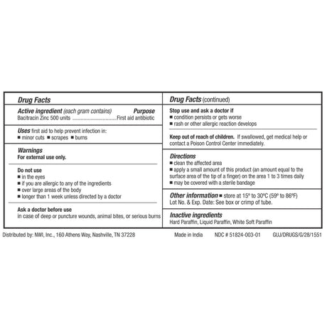 CareALL Bacitracin, First Aid Antibiotic Ointment, 1 oz Tube - BAC1 - LL Medico
