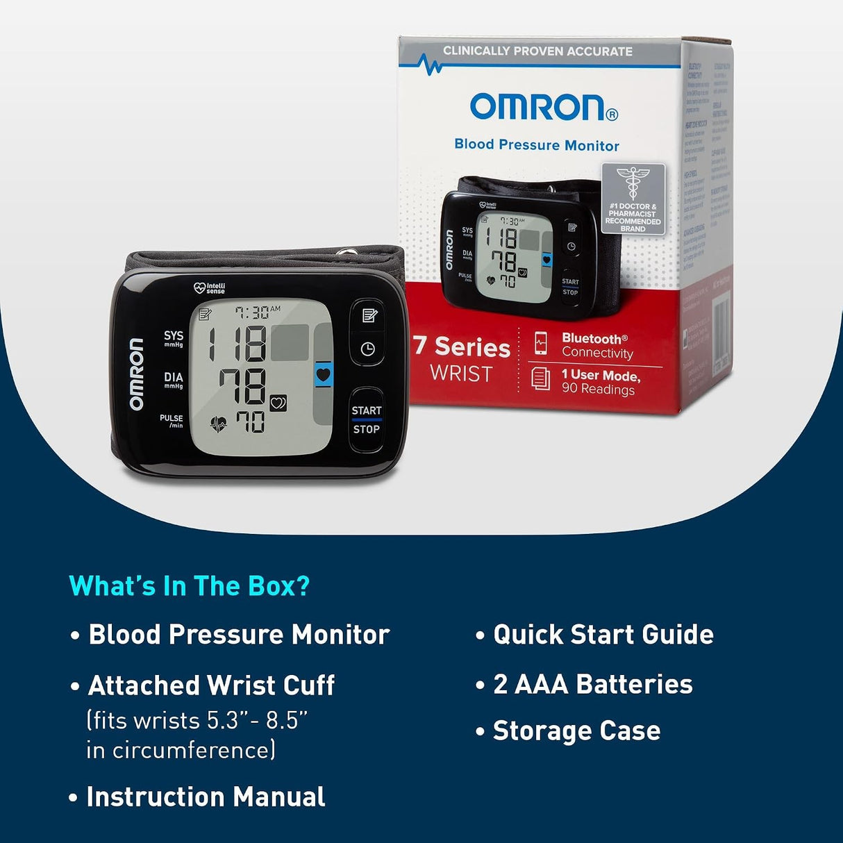 Omron 7 Series Wireless Wrist Blood Pressure Monitor, One Size