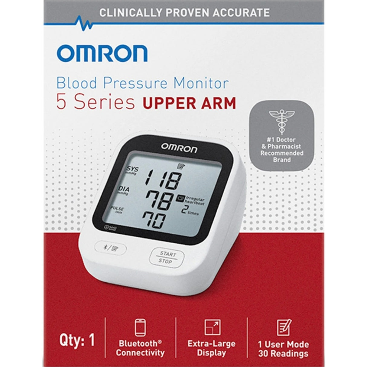 Omron 5 Series Upper Arm Blood Pressure Monitor, Adult Cuff, 9-17"