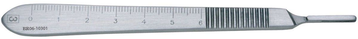 BR Surgical Scalpel Handle, Stainless Steel, Size 3, Non-Sterile - BR06-10301-Single - LL Medico
