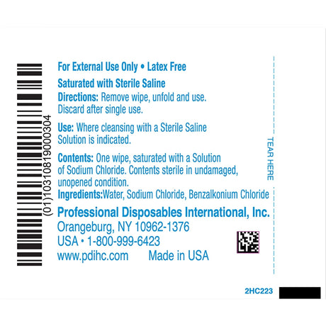 Hygea Sterile Saline Wipe, Unscented, 3" x 4"