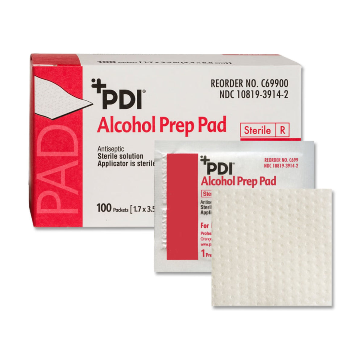 PDI Alcohol Prep Pad, 70% Isopropyl Alcohol, Nonwoven Gauze, Sterile, 2.5" x 3" - C69900 - LL Medico