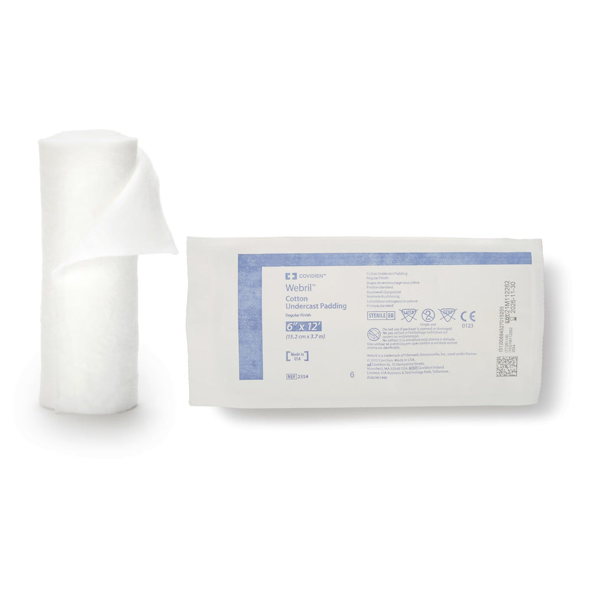 Webril Undercast Padding, Cast Padding, 6" x 4 Yards, White, Cotton, Sterile - CAR2554 - LL Medico