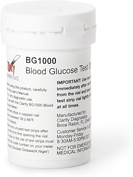Clarity BG1000 Blood Glucose Test Strips, 50 Count