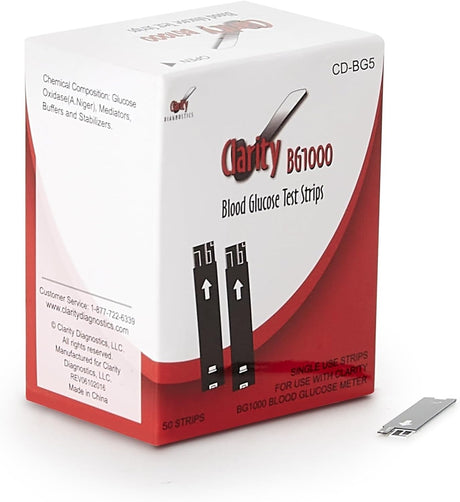Clarity BG1000 Blood Glucose Test Strips, 50 Count