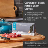 CareStock Black Nitrile Exam Gloves, Chemo Tested, X-Large