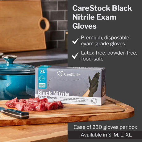 CareStock Black Nitrile Exam Gloves, Chemo Tested, X-Large