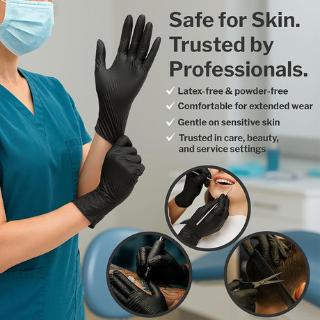 CareStock Black Nitrile Exam Gloves, Chemo Tested, X-Large