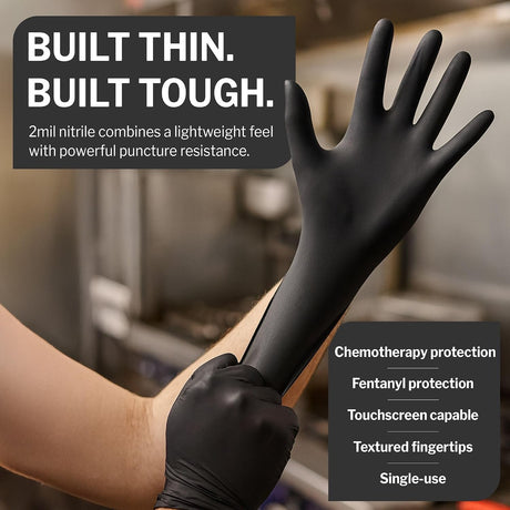 CareStock Black Nitrile Exam Gloves, Chemo Tested, X-Large