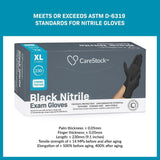 CareStock Black Nitrile Exam Gloves, Chemo Tested, X-Large