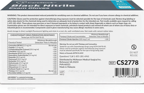CareStock Black Nitrile Exam Gloves, Chemo Tested, X-Large