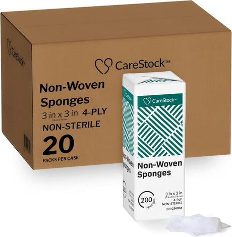 CareStock Nonwoven Sponge, 3 x 3 Inch, Four-Ply