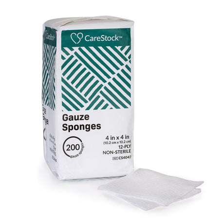 CareStock Gauze Sponge, 4 x 4 in. 12-Ply, Medical-Grade Cotton Wound Dressing