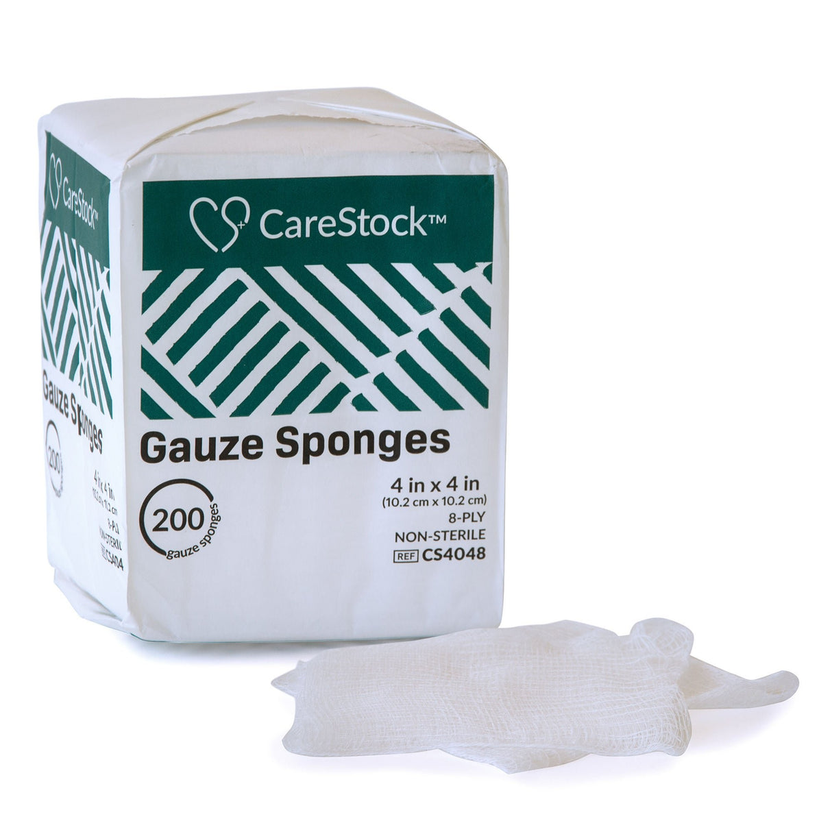 CareStock Gauze Sponge, 4 x 4 in. 8-Ply, Medical-Grade Cotton Wound Dressing