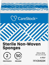 CareStock Sterile Nonwoven Sponge, 2 x 2 Inch, 4-Ply