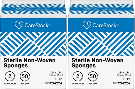CareStock Sterile Nonwoven Sponge, 2 x 2 Inch, 4-Ply
