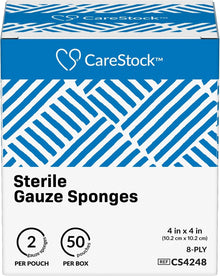 CareStock Sterile Gauze Sponge, 4 x 4 Inch, 8-Ply