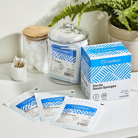 CareStock Sterile Gauze Sponge, 4 x 4 Inch, 8-Ply