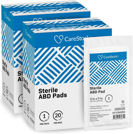 CareStock Sterile Abdominal Pad, 5 x 9 Inch – Nonwoven Cellulose ABD Pads