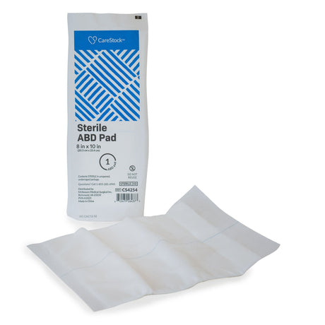 CareStock Sterile Abdominal Pad, 8 x 10 Inch – Nonwoven Cellulose ABD Pads
