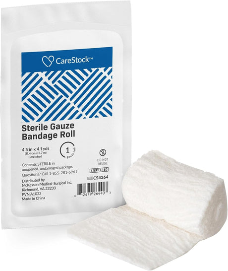 CareStock Sterile Gauze Bandage Roll, Sterile, 4.5 Inch x 4.1 Yard
