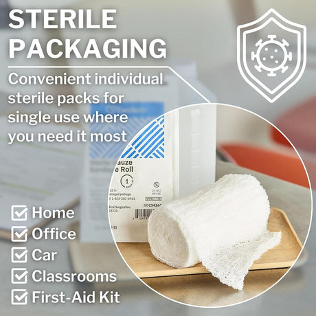 CareStock Sterile Gauze Bandage Roll, Sterile, 4.5 Inch x 4.1 Yard