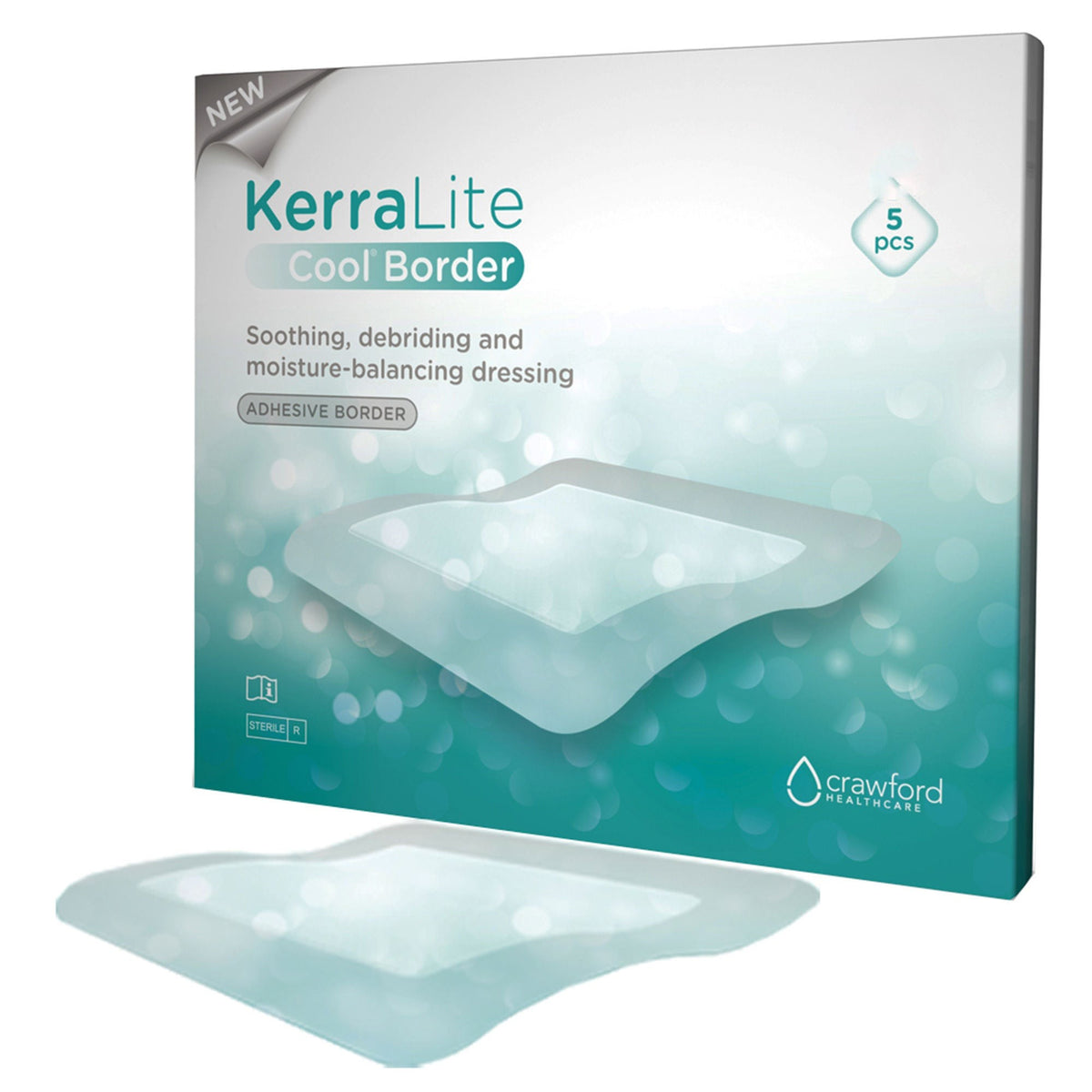 KerraLite Cool Border, Hydrogel Wound Dressing Sheet, Clear, Hydrogel, Sterile, 4 x 4" - CWL1008-Carton - LL Medico