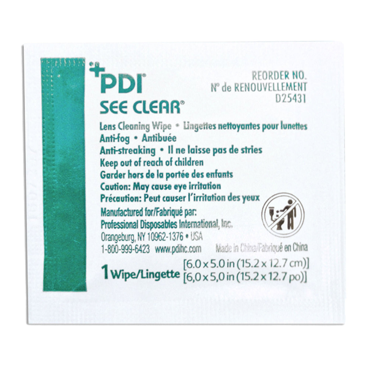 See Clear Eye Glass Cleaning Wipes, Non-Streaking, Anti-Static - D25431 - LL Medico