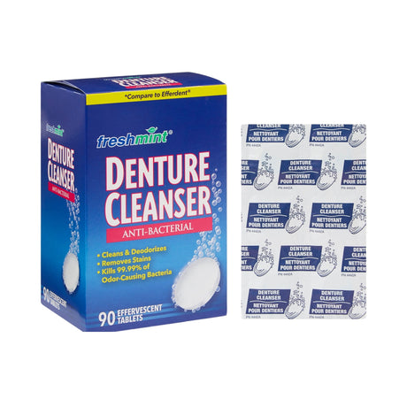 Freshmint Denture Cleanser Anti-Bacterial Tablets, Mint, 90 Tablets