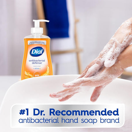 Dial Professional Antibacterial Defense Liquid Hand Soap with Aloe, Gold, 11 fl oz, Box of 12