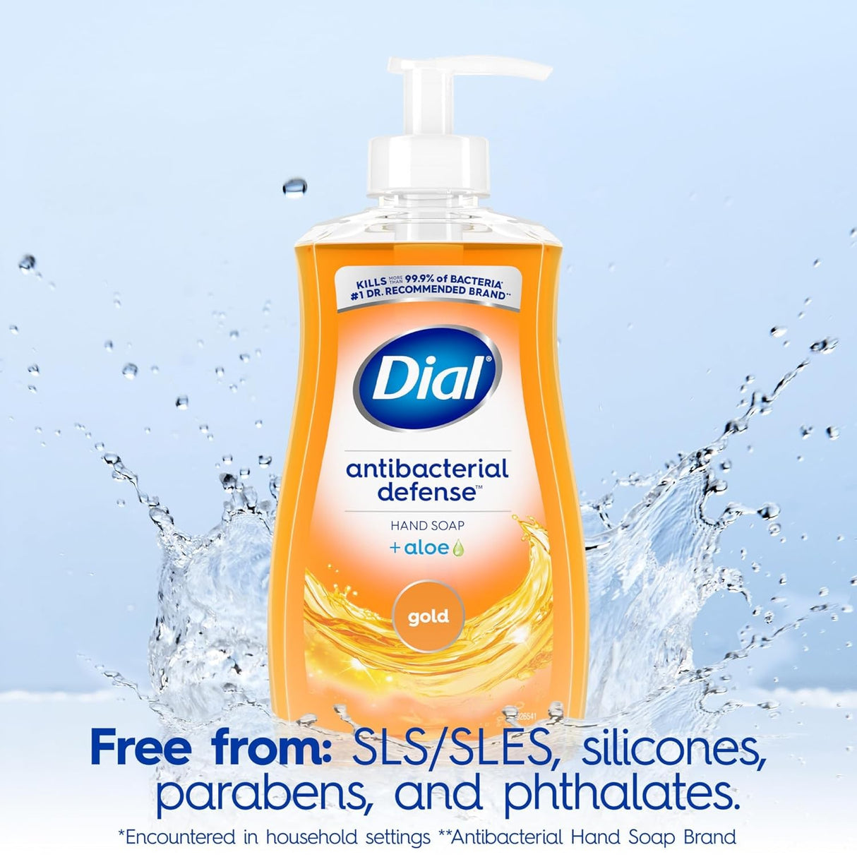 Dial Professional Antibacterial Defense Liquid Hand Soap with Aloe, Gold, 11 fl oz, Box of 12