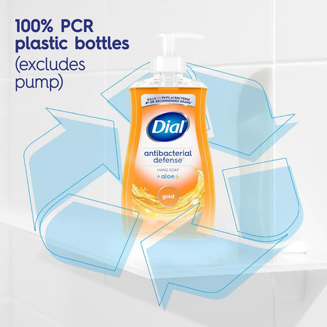 Dial Professional Antibacterial Defense Liquid Hand Soap with Aloe, Gold, 11 fl oz, Box of 12