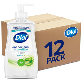 Dial Antibacterial & Sensitive Hand Soap with Aloe, 11 Fl Oz, Pack of 12