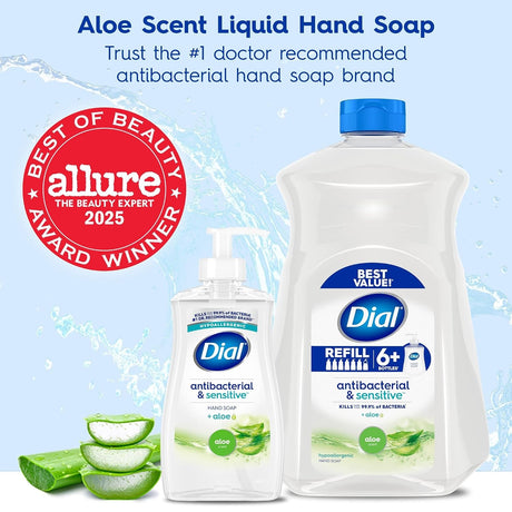 Dial Antibacterial & Sensitive Hand Soap with Aloe, 11 Fl Oz, Pack of 12