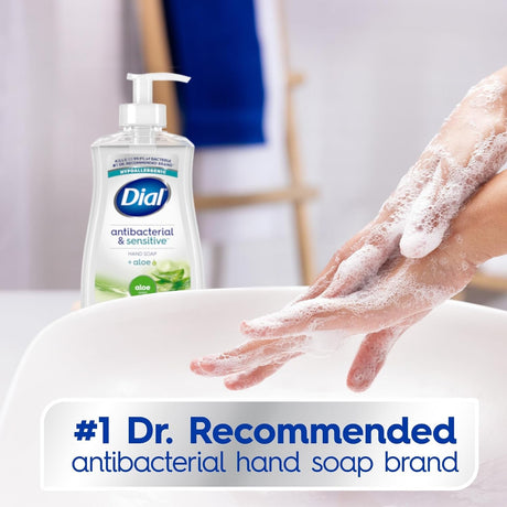 Dial Antibacterial & Sensitive Hand Soap with Aloe, 11 Fl Oz, Pack of 12
