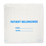 DawnMist Patient Belongings Bag, White, 20" x 20", Plastic, Drawtape Closure - DSPB01 - LL Medico
