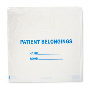 DawnMist Patient Belongings Bag, White, 20" x 20", Plastic, Drawtape Closure - DSPB01 - LL Medico