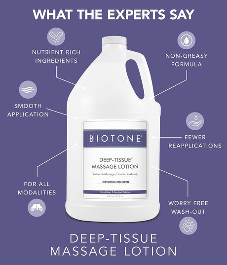 Biotone Deep-Tissue Massage Lotion, Optimum Control, 128 fl oz