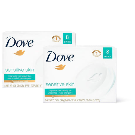 Dove Sensitive Skin Bar Soap, Unscented, 3.75 oz