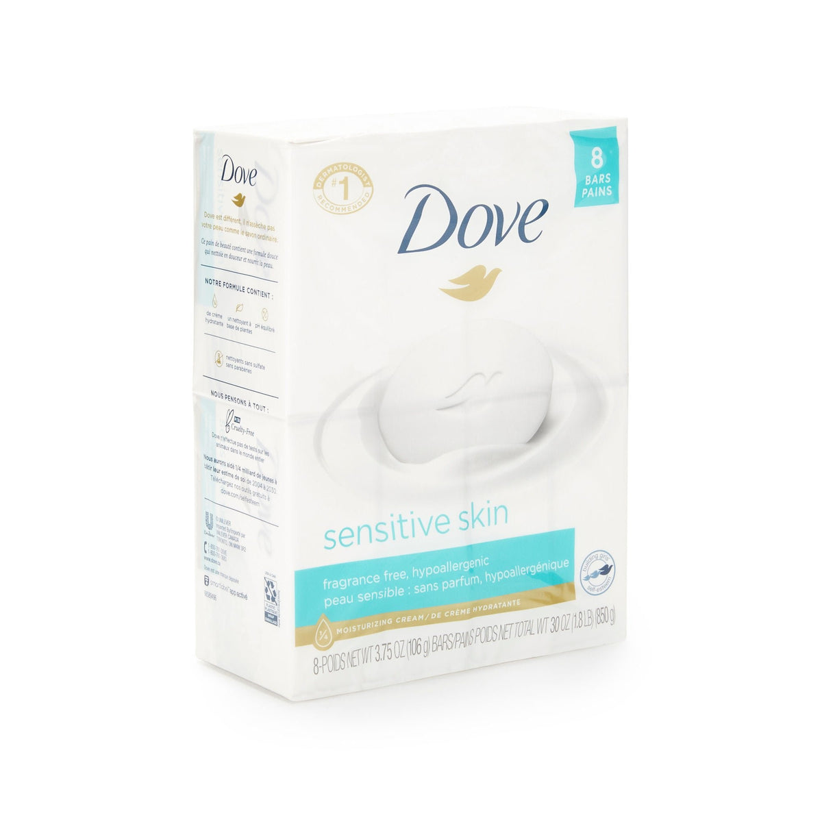 Dove Sensitive Skin Bar Soap, Unscented, 3.75 oz