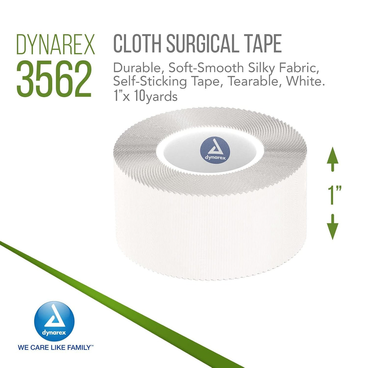 Dynarex Cloth Medical Tape, 1 Inch x 10 Yard, White