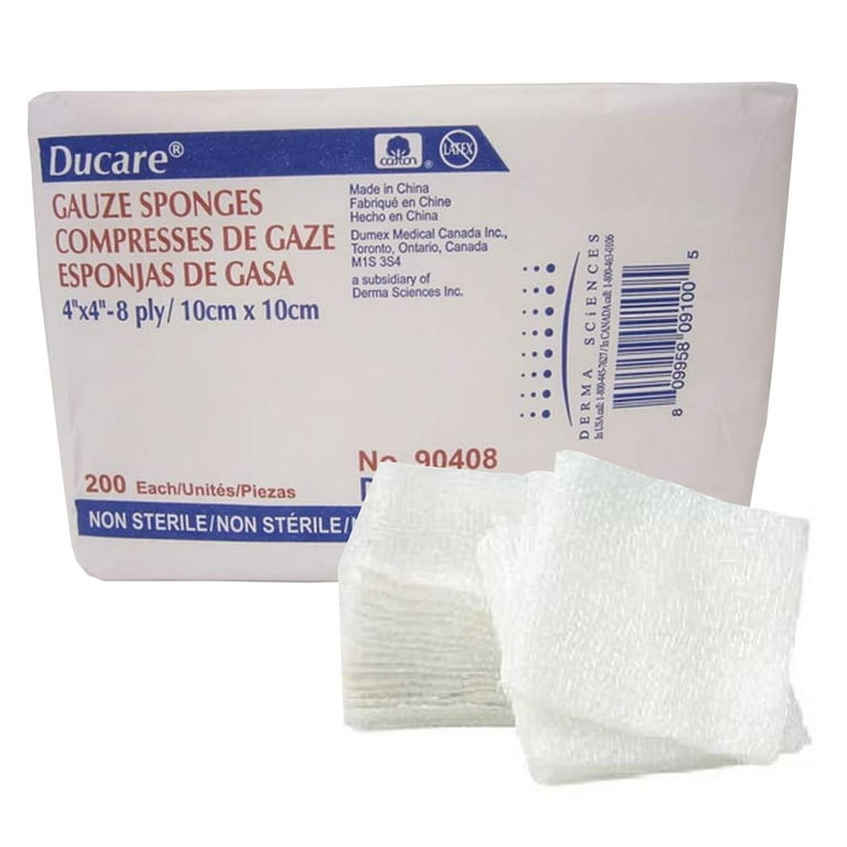 Ducare Sterile Gauze Sponge, 4 x 4 Inch, 8-Ply
