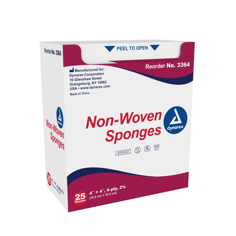 dynarex Sterile Nonwoven Sponge, 4 x 4 Inch, 4-Ply
