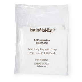 EnviroMed-Bag Post Mortem Bag, One Size Fits Most, 36 x 92", White, Olefin Film, Zipper Closure, Envelope Style, 250 lb Weight Capacity - EMD2-3692A - LL Medico
