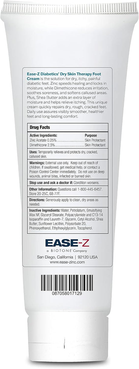 Ease-Z Diabetics' Dry Skin Therapy Foot Cream with Zinc, 4.4 oz