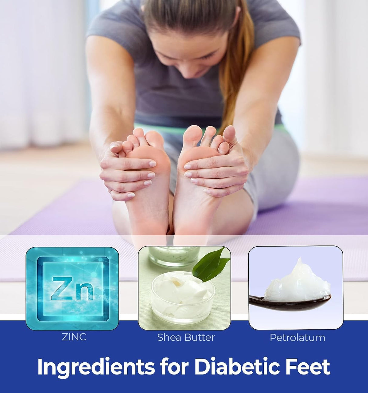 Ease-Z Diabetics' Dry Skin Therapy Foot Cream with Zinc, 4.4 oz