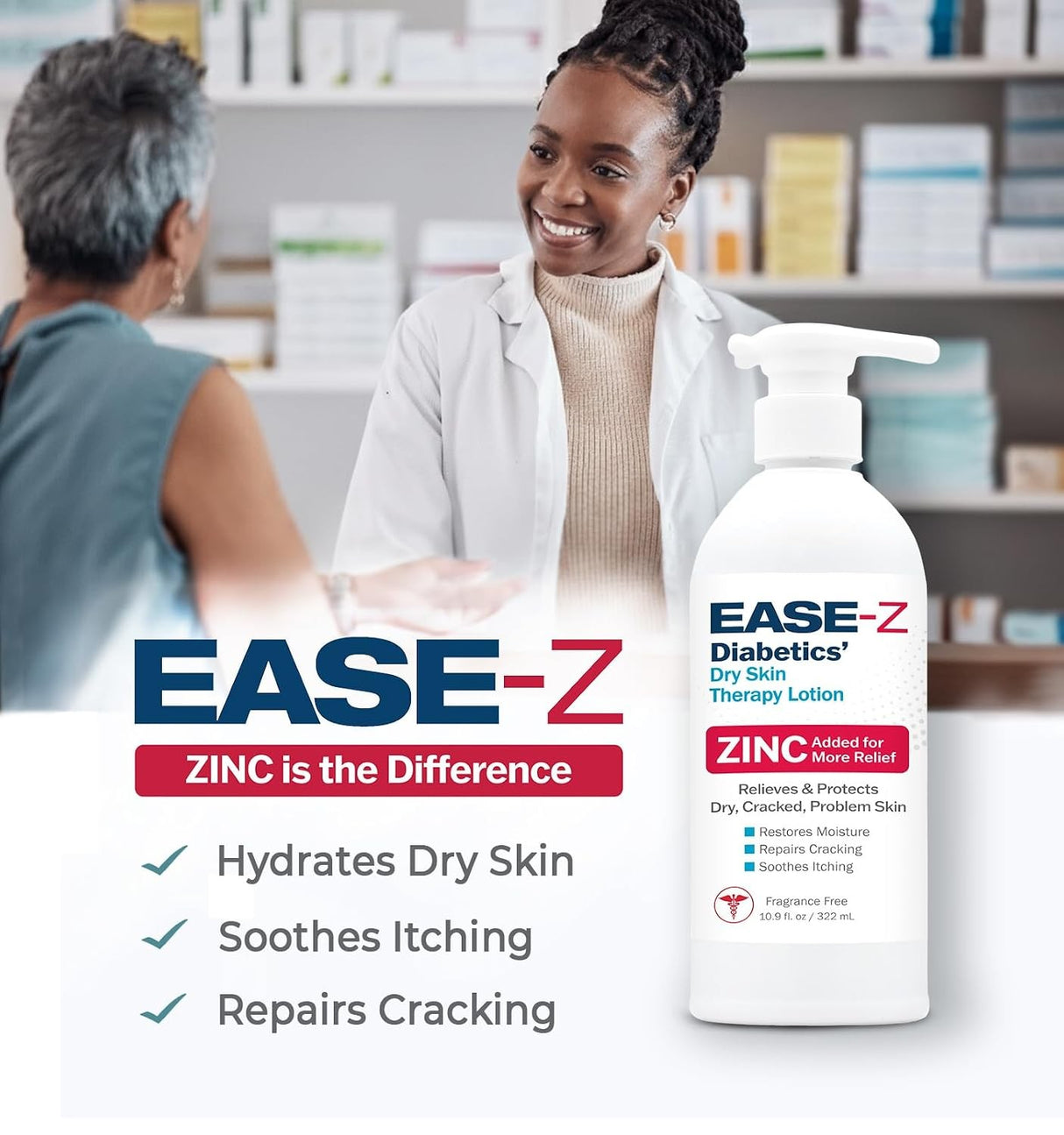 Ease-Z Diabetics' Dry Skin Therapy Lotion, Fragrance Free, 10.9 fl oz